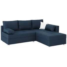 Home Affaire Ecksofa HOME AFFAIRE "Italia L-Form", blau, B:217cm H:80cm T:182cm, Struktur fein (100% Polyester);Microfaser PRIMABELLE(100% Polyester);Samtoptik (100% Polyester), Sofas, Ecksofa, mit Bettfunktion und Bettkasten, Federkern-Polsterung