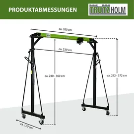 Trutzholm Werkstattkran Stahl 2400 - 3600 mm grün/schwarz