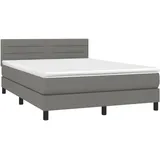 vidaXL Boxspringbett mit Matratze & LED Dunkelgrau 140x200 cm Stoff