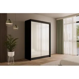 altdecor Schiebetürenschrank PEKA 120 x 215 x 61 cm Schwarz/Weiß
