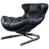 KAWOLA Relaxsessel ROWE Sessel Leder schwarz (B/H/T) 87x80x110cm inklusive Hocker