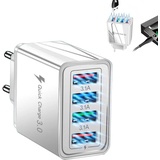 4-Port Multi USB Netzteil,USB C Charger,USB Ladegerät,USB Netzteil High-Speed Ladeadapter,Kompatibel mit den meisten digitalen Produkten auf dem Markt,Weiß