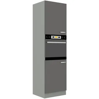 Küchen-Preisbombe Küchen Hochschrank 60cm Hochglanz Grau Küchenzeile Küchenblock Küche Grey Bianca