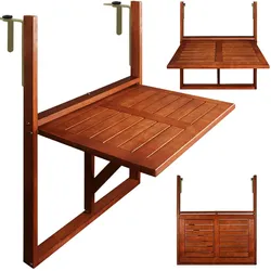 Casaria Balkontisch Balkonhängetisch Balkon Tisch klappbar Akazie Holz