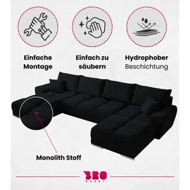 bromarkt Eckcouch Samt 5-Sitzer Grau
