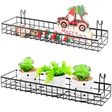 ANZOME 2 Stück Metall Wandkorb mit Haken, Schwarz Wandgitter für Wand Organisator, Multi-Funktion Hängen Gitterkorb für Wand-Display, Heim, Küche Aufbewahrungskorb, Wanddekoration