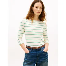 Tommy Hilfiger Damen Slim Cody Boat-Nk 3/4Slv Ww0Ww40589, Weiß, XL - XL
