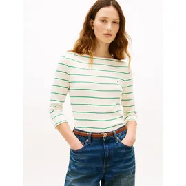 Tommy Hilfiger Damen Slim Cody Boat-Nk 3/4Slv Ww0Ww40589, Weiß, XL - XL