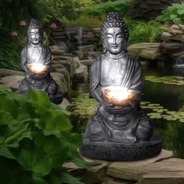 GLOBO LED Solarleuchte BUDDHA Kunststoff in grau