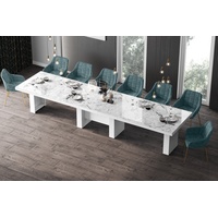 designimpex Esstisch Design Esstisch Tisch HLA-111 Hochglanz XXL ausziehbar 160 bis 400 cm weiß