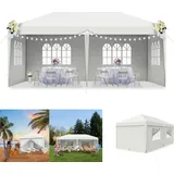 LARS360 3x6 m Pavillon Partyzelt Zelt Wasserdicht Festzelt Bierzelt Gartenzelt Outdoor Partyzelt Gartenpavillon UV Schutz mit Seitenteilen und Fens... - Weiß