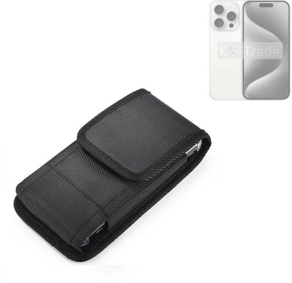 K-S-Trade Kameratasche für Apple iPhone 15 Pro, Holster Gürteltasche Holster Gürtel Tasche wasserabweisend Handy schwarz