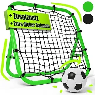 BENTSON Rebounder für Fußball Kinder und Profis I Inkl. Ersatznetz I Robuster Rahmen I Auch für Handball, Volleyball und Basketball I Rückprallwand Prellwand Fussball I Neongrün I 75x75 cm