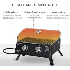 Outsunny Tischgrill Gasgrill Schwarz
