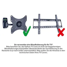 Python Python® TV-Cover wetterfester Schutz 78x48cm 28“ bis 32“ TV - Schwarz/Transparent