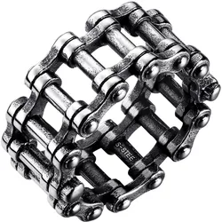 Fingerring FIRETTI "Schmuck Geschenk Edelstahl Ring Bike Fahrradketten-Optik" Gr. 64, schwarz (edelstahlfarben, schwarz), Fingerringe, Damen, 64, Edelstahl, 12mm
