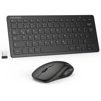TECKNET Kabelloses Set, Deutsch QWERTZ Layout, 2.4 GHz Funk Mini Tastatur Mouse, 15m Reichweite Verbindung, Wireless Leise Funktastatur mit Maus für PC, Laptop, Smart TV