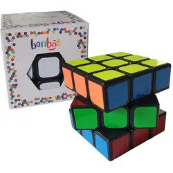 bonbae Zauberwürfel 3x3 für Kinder und Erwachsene Puzzle-Spiel fördert Konzentration Logik und Geschick Lern-Spiel Schwarz/Bunt - One-Size