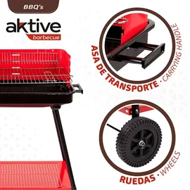 Aktive Holzkohlegrill 66x44x85 cm, - Black - One Size