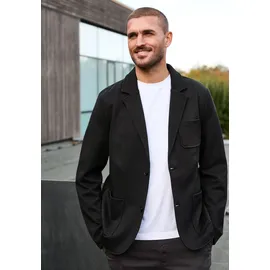 STREET ONE MEN, Herren, Gr. XXL (46), schwarz, Web, 79% Baumwolle, 19% Polyester, 2% Elasthan, Strukturmuster, comfort fit normal, V-Ausschnitt, Bündchen, Jacken Funktionsjacke, mit Reverskragen