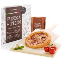 Dimono Pizzastein Backstein Brotbackstein, (Pizzaofen Set, Pizzaschieber & Rezeptbuch), temperaturbeständig bis 900°C bunt