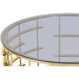SalesFever Couchtisch "Glastisch: Stil und Funktionalität Wohnzimmertisch", gold (gold, grau, gold, grau), B:90cm H:42cm T:90cm, Metall, Sicherheitsglas, Tische, Couchtisch, Gestell gefertigt aus rostfreiem Edelstahl