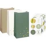 Heyda Adventskalender-Set Papiertüten 3-farbig groß