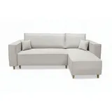 marpur Eckcouch Velourstoff mit Bettkasten Grau