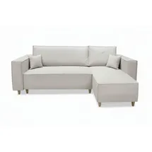 marpur Eckcouch Velourstoff mit Bettkasten Grau