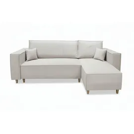 marpur Eckcouch Velourstoff mit Bettkasten Grau