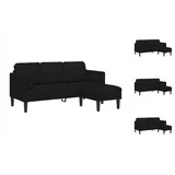 vidaXL Sofa 3-Sitzer L-Form Schwarz 160 cm Stoff