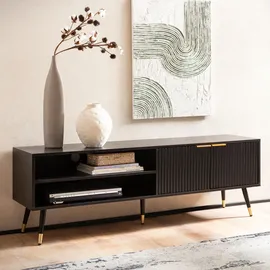 KADIMA DESIGN Lowboard Schwarz Holzwerkstoff, Rechteckig,Rechteckig, Gittergestell, 150x51x39 cm TV-Kommode Modern, & Gr.: onesize