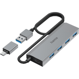 Hama USB Hub, 4x USB-A 3.0, 1x USB-A 3.0 [Stecker] (200138)