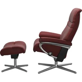 Stressless Relaxsessel STRESSLESS "Sunrise", rot (cherry paloma), B:83cm H:105cm T:74cm, Leder PALOMA: PALOMA ist ein durchgefärbtes Semianilin-Möbelleder mit natürlicher Narbung., Sessel, Relaxsessel, mit Hocker, mit Cross Base, Größe S, M & L, Holzakzent Schwarz