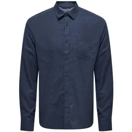 Only & Sons Langarmhemd »ONSROAD LIFE REG MELANGE LS SHIRT NOOS«, Gr. L, N-Gr, Navy blazer), , 74212949-L N-Gr