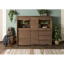 MASSIVMOEBEL24.DE Highboard 166 x 48 x 145 cm Braun
