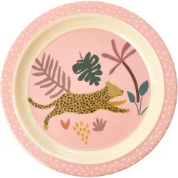 RICE Melamin Kinder Teller Jungle Animals, Ø 22 cm, pink