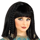 NET TOYS Bezaubernde Cleopatra Kinder-Perücke mit Zöpfen - Schwarz - Aufregendes Kinder-Kostüm-Zubehör Pharaonin Mädchen-Perücke - Bestens geeignet für Kinder-Fasching & Kostümfest