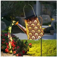 Lqwell LQWELL® Solar Gießkanne mit Wasserfall Lichterkette Lampe für
