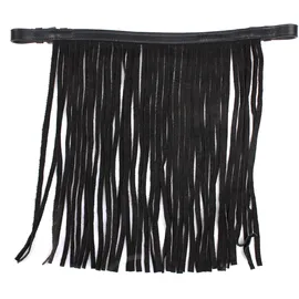 QHP Fliegenfransen Leder Pony Schwarz