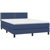 vidaXL Boxspringbett mit Matratze Blau 140x200 cm Stoff