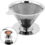 AIYONG Kaffeefilter, professioneller Kaffeefilter aus Edelstahl, Papierloser Dauer Wiederverwendbarer Edelstahl Kaffeefilter, Pour Over und Cold Brew Coffee, Dauerkaffeefilter aus Metall (1-4 Tassen)