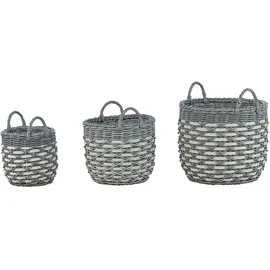 Beliani Blumenkorb 3er Set 49 x 37/39 x 30/31 cm Grau/Weiß