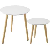 Tectake tectake® 2er Set Beistelltisch, Skandi-Style, massive Holzbeine, Belastbarkeit je 30 kg
