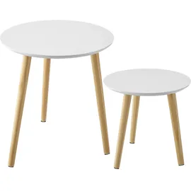 Tectake tectake® 2er Set Beistelltisch, Skandi-Style, massive Holzbeine, Belastbarkeit je 30 kg
