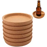 6 Pack Kork Untersetzer, Korkuntersetzer Rund mit Rand, Absorbierende HitzebestäNdige Runde Kork Untersetzer Geeignet für Bars oder den Hausgebrauch
