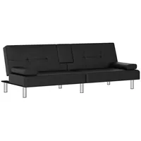 vidaXL Schlafsofa mit Getränkehaltern Schwarz Kunstleder