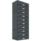 AL Briefkastensysteme 10er Briefkasten Anthrazit Grau RAL 7016 Premium Wand Anlage 10 Fach Postkasten
