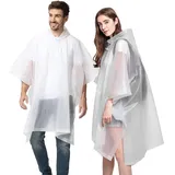 Keratobleem Regenponcho, 2 Stück Regenponcho Wasserdicht Unisex, EVA Regenjacke,Regencape Regenjacke Wiederverwendbarer Tragbarer,mit Kapuze für Festivals, Camping, Wandern, Reisen-Weiß - Einheitsgröße