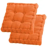 Sitzkissen, 2Er Set Bodenkissen, 40 X 40 Cm Sitzkissen Stuhl, Baumwolle Polsterung, Dicke Bodenkissen, Yogakissen, Haustierbett, Sitzpolster Für Den Innen Und Außenbereich Stuhlkissen-Set, Orangerot